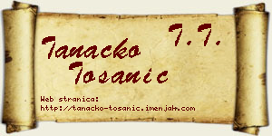 Tanacko Tošanić vizit kartica